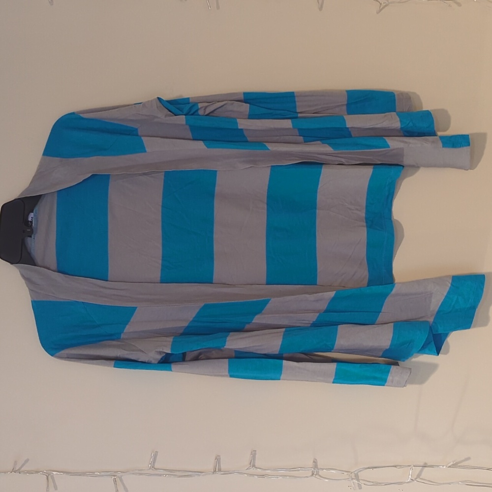 Express Tan & Blue Striped Cardigan, Size S